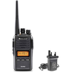 Midland G18 Pro, Two-Way Radio Walkie Talkie, 99 PMR446 Channels Royalty Free, IP67 Certified, Li-ion Battery, Desk Charger, Belt Clip, UKCA Certified, UK Plug, Black