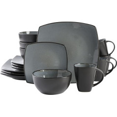 Gibson Soho Lounge Dinnerware Set Made from Stoneware with Reactive Glaze for 4 Persons, 16-Piece, Grey (Eclipse)