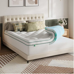 Novilla Mattress Topper 90 x 200 cm, 2-in-1 Removable Gel Memory Foam Mattress Topper, Double Layer Fibre Filling (3D + 7D), Ultra Soft Comfort Mattress Protector, Breathable and Washable Cover