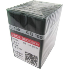 Groz-Beckert Needle in Transparent Plastic Box, 100 Groz-Beckert DBX1 16X257 1738 Gebedur Titanium Sewing Machine Needles (14/90)