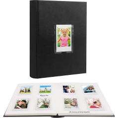 128 Sleeves Photo Album with Writing Surface, Front Window, for Polaroid Photo Albums 3 Inch Compatible with Fujifilm Instax Mini 12 11 9 99 8 40, Polaroid 300, HP Sprocket, K-Pop Photo Cards (Black)