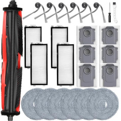 Pack of 25 accessories for Roborock Saros Z70 robot vacuum cleaner, 1 TriCut main brushes, 6 dust bags, 6 wipes, 4 HEPA filters, 6 side brushes, 1 cleaning brush, 1 screwdriver