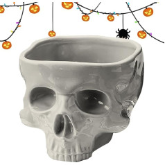 Generisch Halloween-Punschschale - Snack-Server-Schale Totenkopf-Figur,Skelett-Snackschale, Tischdekoration, Lebensmittelspender, Keramikschale, Halloween-Dekoration