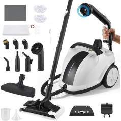 Steam Cleaner 2000 W with 5 Bar Pressure - 2 Litre Tank for 100 m² Area - 18-Piece Accessory Set - Portable Steam Cleaner for Carpet Floor Tiles Window Upholstery Car with Rotating Brush Head