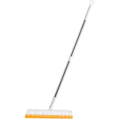 Floor Brush Multifunctional Silicone Bathroom Scraper Telescopic Swivelling Glass Scraper Broom (Yellow)