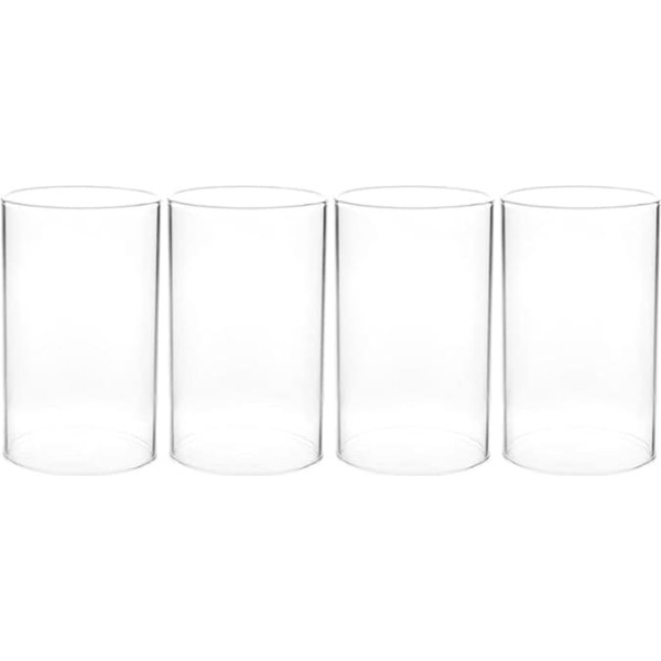 SEWACC Glass Cylinder for Candles 6 cm Candle Glass Candle Holder Glass 4 Pieces 15 x 6 cm Transparent Candle Holder Straight Windproof Candle Cover Candle Shadow Glass for Glass Cylinder