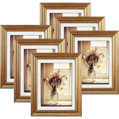 RLAVBL Picture Frames 13 x 18 cm Set of 6 Gold Picture Frames for 13 x 18 Photos with Mount or 15 x 20 Photos without Mount