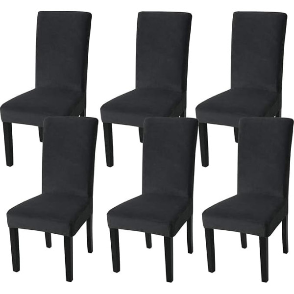 Fuloon Velvet Chair Covers, Universal Chair Covers, Set of 6, Velvet Stretch Chair Cover Protector Cover, Removable Washable Chair Cover for Hotel, Dining Room, Ceremony, Banquet, Wedding, Party