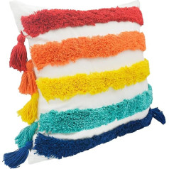 LIGICKY Rainbow Pillow Covers Cute Colorful Boho Pillow Tufted Throw Pillow with Tassel Decorative Pillow Case for Girls Room Decor Nursery Bed Sofa Couch 45x45cm