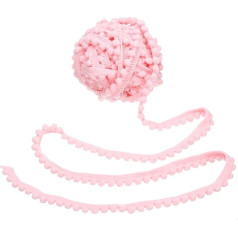 QUARKZMAN 10 Yards Pom Pom Trim Ribbon, 0.5 Inch Wide Light Pink Pom Pom Ball Fringe Trim Sewing Fringe Fabric Trim Ribbon for DIY Crafts Curtain Clothes Pillow Home Decoration