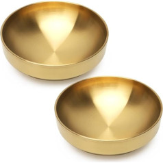 Large Salad Bowl, Stainless Steel Mixing Bowl, 23 cm Gold Fruit Bowl, Stainless Steel Salad Bowl, 2 Pieces/Set, Dip Bowls, Spice Bowl, Sauce Bowl, Dishwasher Safe, Japanese Ramen Bowl
