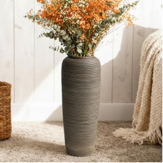 Vintage Ceramic Brown Floor Vase, 50 cm, Rustic Boho Style for Pampas Grass, Flowers or Decor, Perfect for Living Room, Entrance or Table