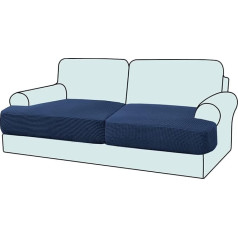 Pack of 2 Stretch T-Cushion Sofa Slipcovers Single Sofa Cushion Covers for 2 Cushions, Couch, Seat Cushion Covers (2, Navy Blue)
