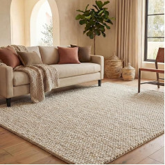 Safavieh Natura Collection NAT425B Rug, 8 x 11 ft, Beige and Ivory, Handmade Wool, Ideal for High Traffic Areas in the Living Room, Bedroom