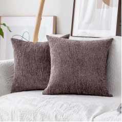 Home Brilliant Brown Cushion for Boys Playroom Thick Heavy Duty 60cm Pillowcase for Sofa Couch Living Room 60x60 Pillow Cases Set of 2 Brown