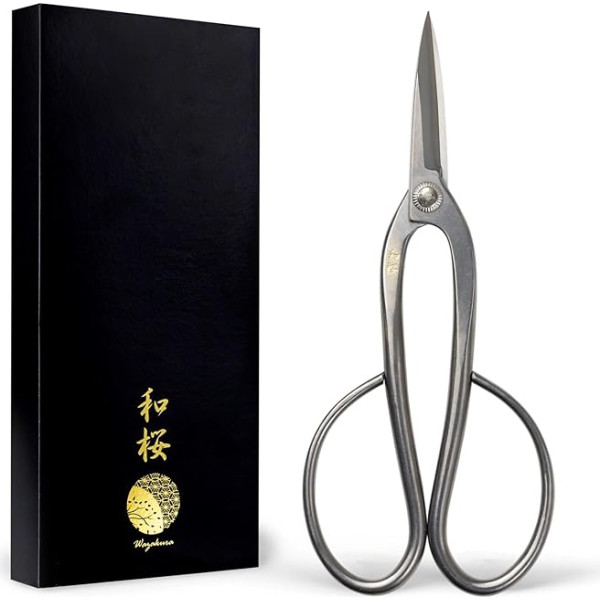 Wazakura Yasugi Stainless Steel Ashinaga Bonsai Scissors 200mm, Made in Japan, Pruning Shears, Japanese Gardening Tool - Yasugi Stainless Steel Ashinaga
