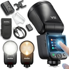 Godox V1 MID N Camera Flash for Nikon, 55Ws Round Head Speedlite, 24 mm Optics, 650+ Flashes, TTL/HSS 1/8000s, V1MID Travel Flash for Nikon Z6III Z8 Z5 Z50II Z50 Zfc Z6II Z30 Z6 Z50II Z7II Z8 Z9 D3500 D850