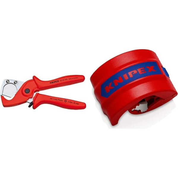 KNIPEX PlastiCut 90 22 10 BK Hose and Protective Pipe Cutter (185 mm) 90 20 185 & BiX Cutter for Plastic Pipes and Sealing Sleeves Diameter 20 - Diameter 50 mm
