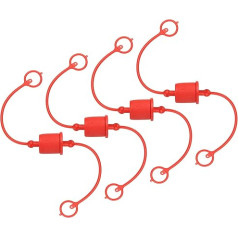PATIKIL 1 Inch ISO B Hydraulic Coupling Male Dust Cap and Female Plug Cover Set with 4 Rubber Quick Couplings Connection Plug Cover Fittings Red Cap with Retaining Ring