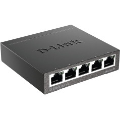 D-Link DGS-105 5-Port Layer2 Gigabit Switch (up to 2000 Mbit/s Data Transfer Per Port, Easy Plug & Play Installation, Energy-Saving Functions, Fan-less, Metal Housing)