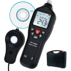 Digitales Luxmeter 0-200.000 Lux - USB-Datenlogger für Windows 10/8/7/Vista/XP, 21.000 Speicher, Auto-Ranging, Display mit Hintergrundbeleuchtung, Fc/Lux umschaltbar, abnehmbarer Sensor