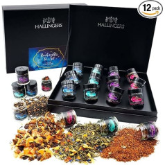 Hallingers Genuss Manufaktur Rauhnachts Tea Gift Set Christmas - 12 Varieties Premium Loose Tea in Glass in Elegant Gift Box, Vegan & Gluten Free, Tea Set 