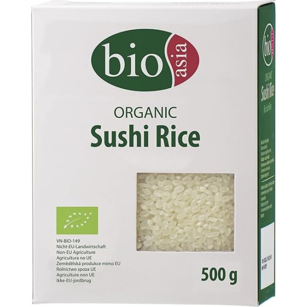 BIOASIA Organic Sushi Rice, Round Grain Rice, for Sushi Preparation, 1 x 500 g