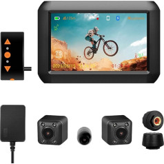 VSYSTO Bicycle Rear View Camera, Handlebar Bicycle Mirror 4 Inch Screen WiFi HD 1080P Front and Rear and Selfie Camera DVR with Tyre Pressure Sensors GPS Phone Assistant Mode Temperature Sensor (Black-F3K)