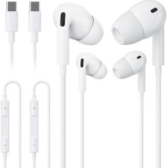 USB-C-Kopfhörer, Typ C, kabelgebunden, für iPhone, In-Ear-Ohrhörer mit Geräuschunterdrückung, Lautstärkeregler und Mikrofon für iPhone 15/16/17, iPad, Samsung Galaxy S25/S24/S23/S22/S21, Pixel 7/6