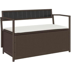 vidaXL Garden Bench with Storage Space and Cushion, Brown Poly Rattan, Garden Bench, Park Bench, Outdoor Bench, Patio Bench, Outdoor Bench, Garden Furniture