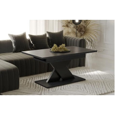 Endo-Moebel Ilo Coffee Table 110-140 cm Dining Table Expandable Accent Stripes in Black Living Room Table (Dark Concrete)