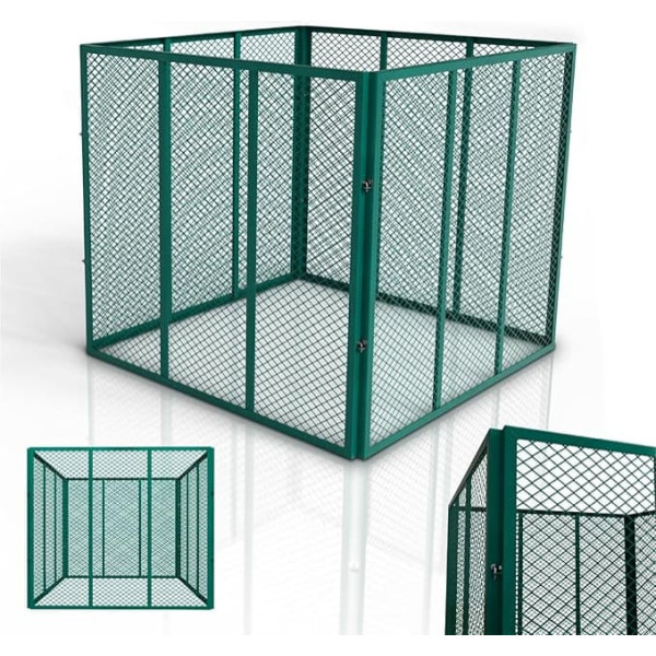 Juskys Metal Composter 800 L, Galvanised & Powder Coated Steel, Weatherproof, Ventilation by Grid Frame, Quick Composting - Dark Green