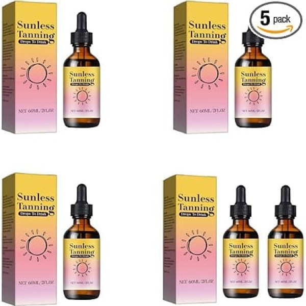 Bräunungstropfen zum Trinken,Self Tanning Drops Tanning Drops zum Trinken,Bräunungsbeschleuniger,Bräunungstropfen zum Einnehmen,Bronzing Drops, Selbstbräuner Gesicht und Körper (5 Stück)