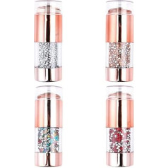 Nagelstempel 4 Stück mit Bunten Silikonstempeln und Acryl Stempelpinseln für Maniküre Zuhause Schutzkappen Inklusive für Anfänger und Frauen