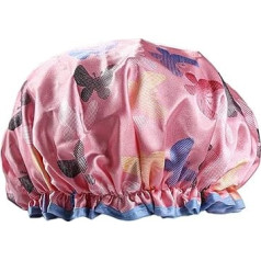 1 x Shower Cap, Reusable Swimming Cap, Double Thickening, Waterproof Shower Cap (Butterfly)