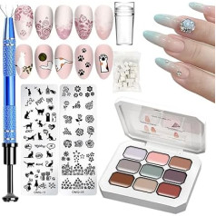 Solid Nail Gel Gradient Paint Set, Multi-Color Art Palette, Schwämme und Metallgreifer, Home Beauty Sessions, Gradient Maniküre Kit, für Mädchen, Frauen, Kontrollierte Anwendung