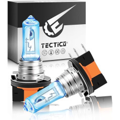 TECTICO Halogen Headlight Bulbs 5000 K Ultra Warm White with 130% More Brightness High Beam Low Beam 12 V Car Lamp Bulb Replacement Pack of 2