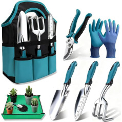 Garden Tool Set, 7 Pieces Garden Hand Tools, Rust Vision Gardening Set, Garden Tool with Garden Tools Organiser Handbag, Ideal Garden Gifts for Women for Garden Lovers