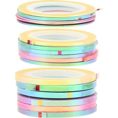 18 Rolls Nail Strips Self-Adhesive Metallic Nail Striping Stickers Colours Versatile Nail Art Decoration Compatible with UV Gel and Nail Polish for Professional and Home