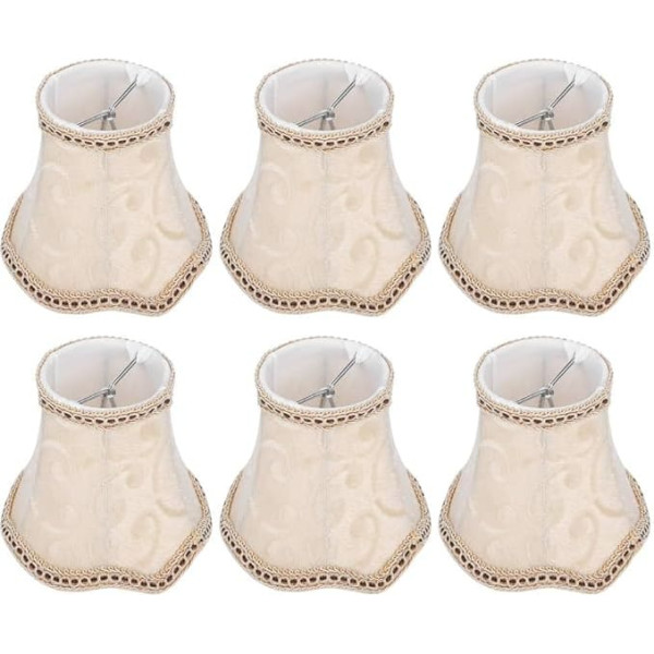 Pack of 6 Fabric Lampshades, E14 Flax Chandelier Shade for Bedside Lamp, Table Lamp, Floor Lamp, Pendant Lamp, Wall Light