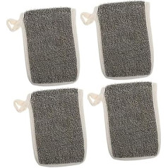 Pack of 4 Black Linen Soap Bags with Hanging Rope, Exfoliating Soap Net for Solid Soap, Quick Drying, Foam, Creating for Bathroom, Shower and Travel