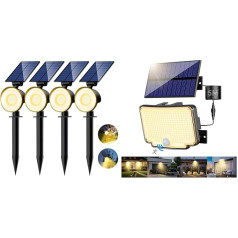 nipify Pack of 4 Warm White Solar Lights for Outdoor Garden + Solar Lights for Outdoor Use with Motion Sensor