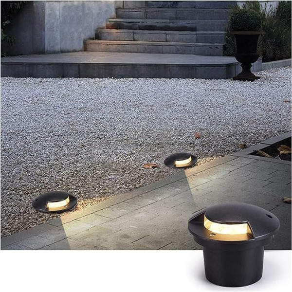 THEGA LED-Untergrundleuchte – 12/24 VSeitlich Abstrahlende Blendfreie Terrassen Und Gartenleuchte, 5W IP67 Wasserdichte Landschaftsbeleuchtun, Für Garten, Villa Und Terrasse(Yellow Light)