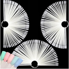 Set of 3 Total 150 Tips Natural Nail Swatches Sticks Nail Art Supplies for Nail Art Polish Display and Home DIY