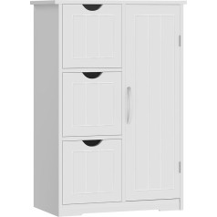 Sweetcrispy Modern Bathroom Cabinet with 3 Drawers & 1 Door, High Gloss White with Shelf & Large Storage Space, Narrow Bathroom Chest of Drawers, 60 x 30 x 81 cm