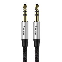 Yiven M30 stereo audio kabelis AUX 3,5 mm vīriešu mini ligzda 1 m sudraba-melns