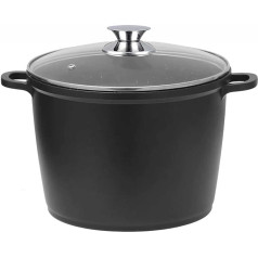 Saucepan 6 L Soup Pot 24 cm Cast Aluminium Stewing Pot Non-Stick Milk Pot Pasta Pot Vegetable Pot Saucepan Induction Pot with Glass Lid Stewing Pot for All Hobs Including Induction
