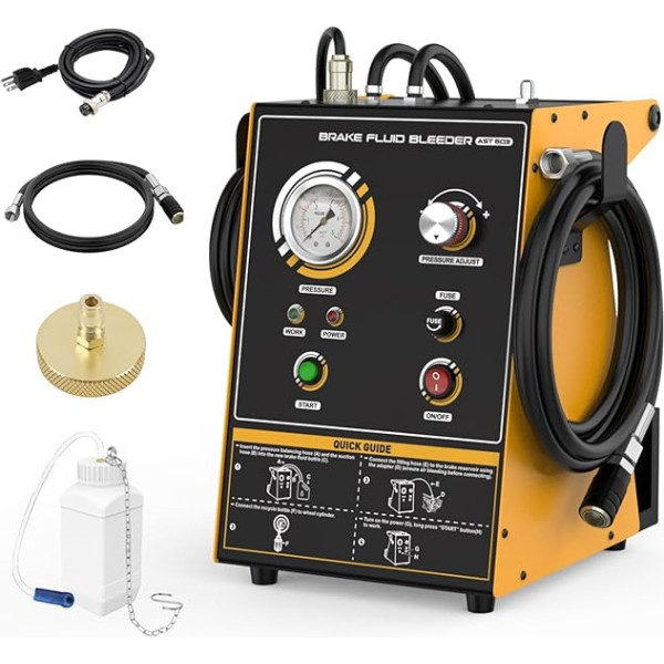 AST603 Brake Bleeder Car Brake Bleeder 220 Valve Bleeder Device Brake Pulse One Button Replacement, Intelligent Fluid Level Monitoring, One-Person Operation