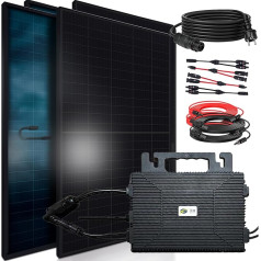 SUNNIVA 1840 W Balcony Power Station Bifacial Full Black Complete Socket ASTRO-E 800 Watt Inverter Solar System Complete Set 4 x 460 W N-Type Glass/Glass Bifacial Solar Modules, 5 m Cable, 4 x 2.5 m