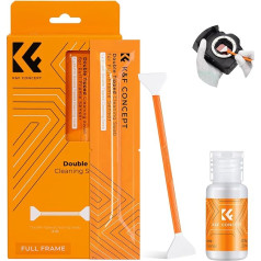 K&F CONCEPT Sensor Cleaning Set with Microfibre Swabs 24 mm x 10 Pieces and 20 ml Liquid Cleaner for Full Frame Cameras, Cleaning Kit for DSLR Camera Lenses Computer Mobile Phones